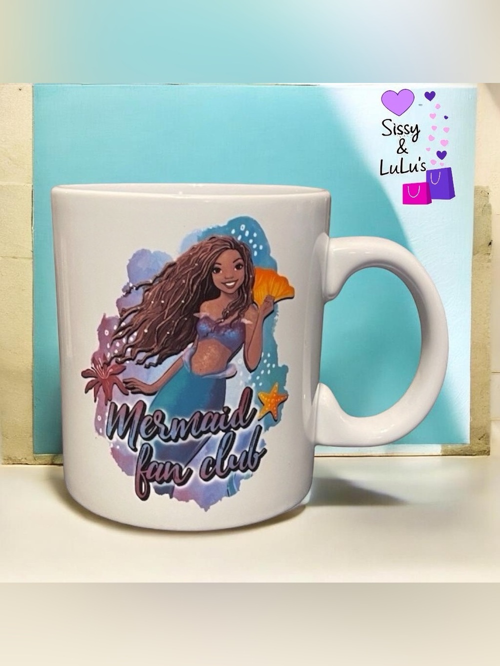 Disney The Little Mermaid Mermaid Fan Club Coffee Mug Cup White Graphic